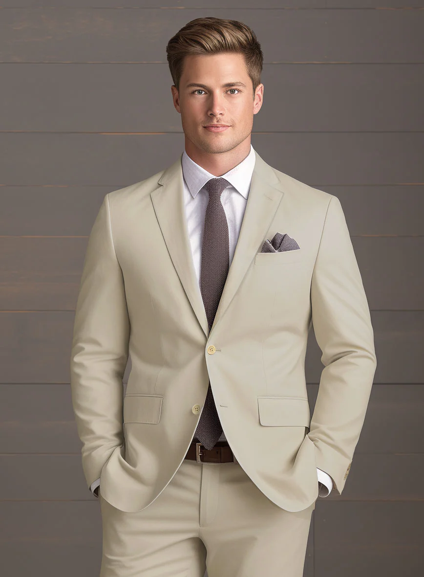Army Khaki Stretch Chino Suit - Image 3