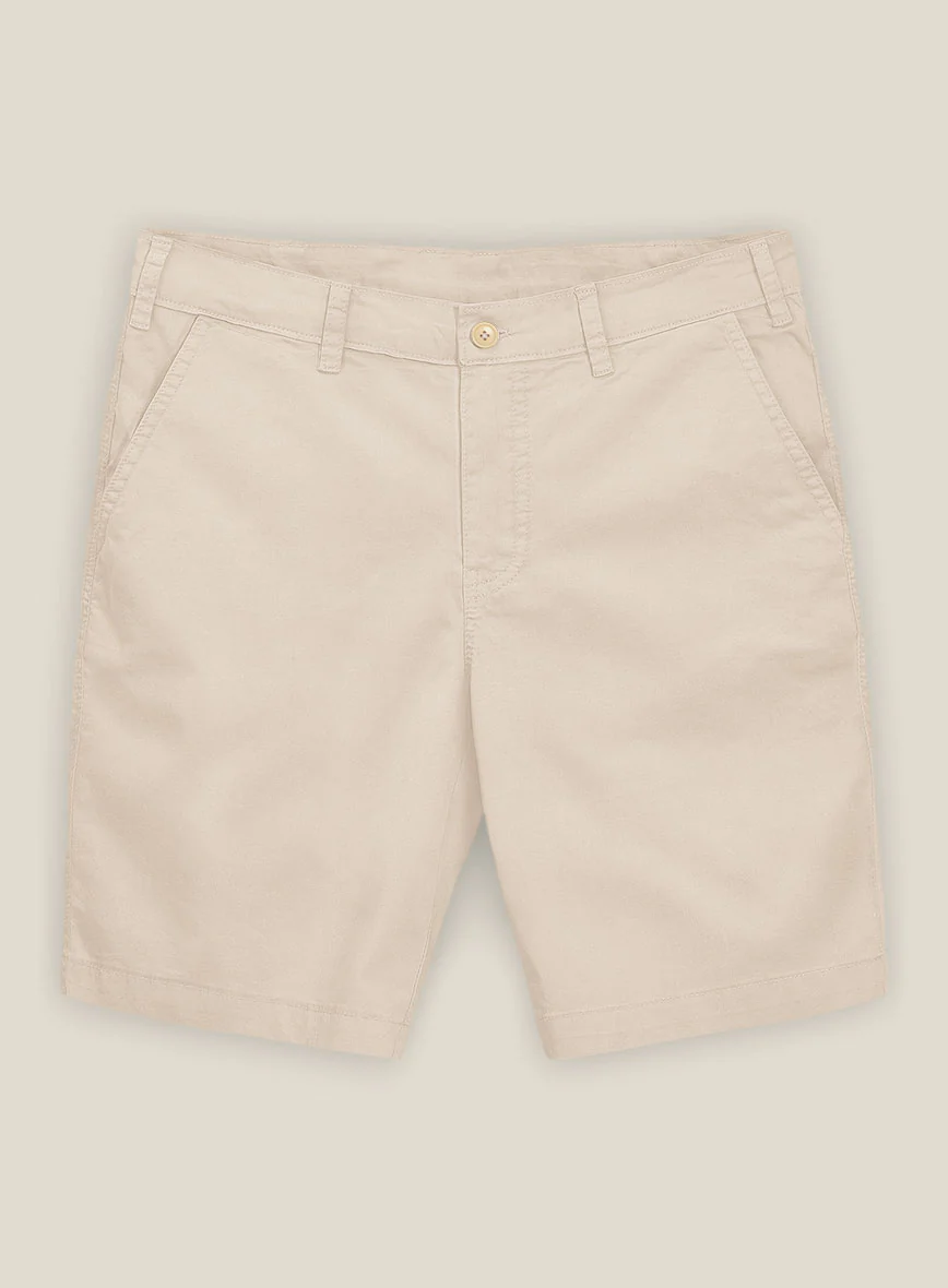 Beige Cotton Power Stretch Chino Shorts