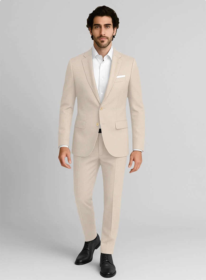 Beige Cotton Power Stretch Chino Suit