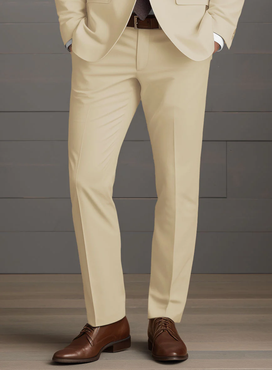 Beige Feather Cotton Canvas Stretch Suit - Image 5