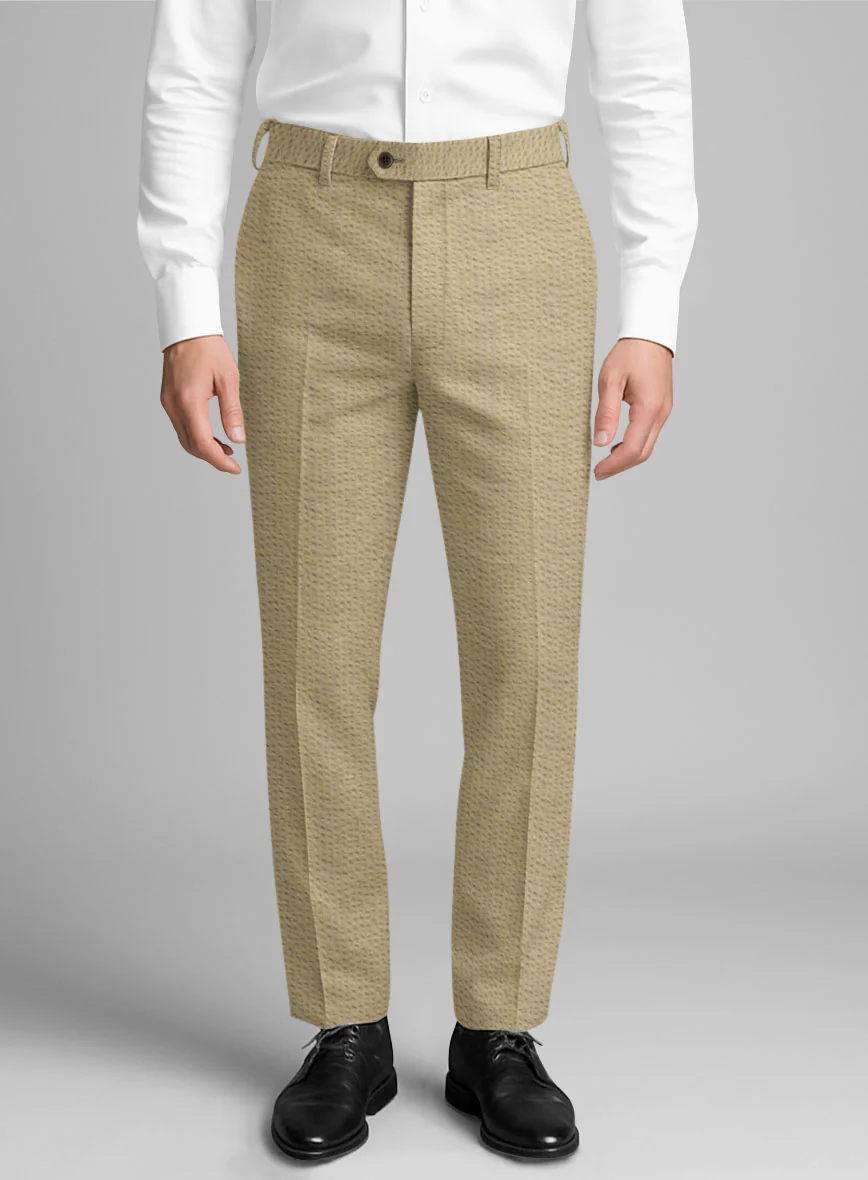 Beige Seersucker Pants
