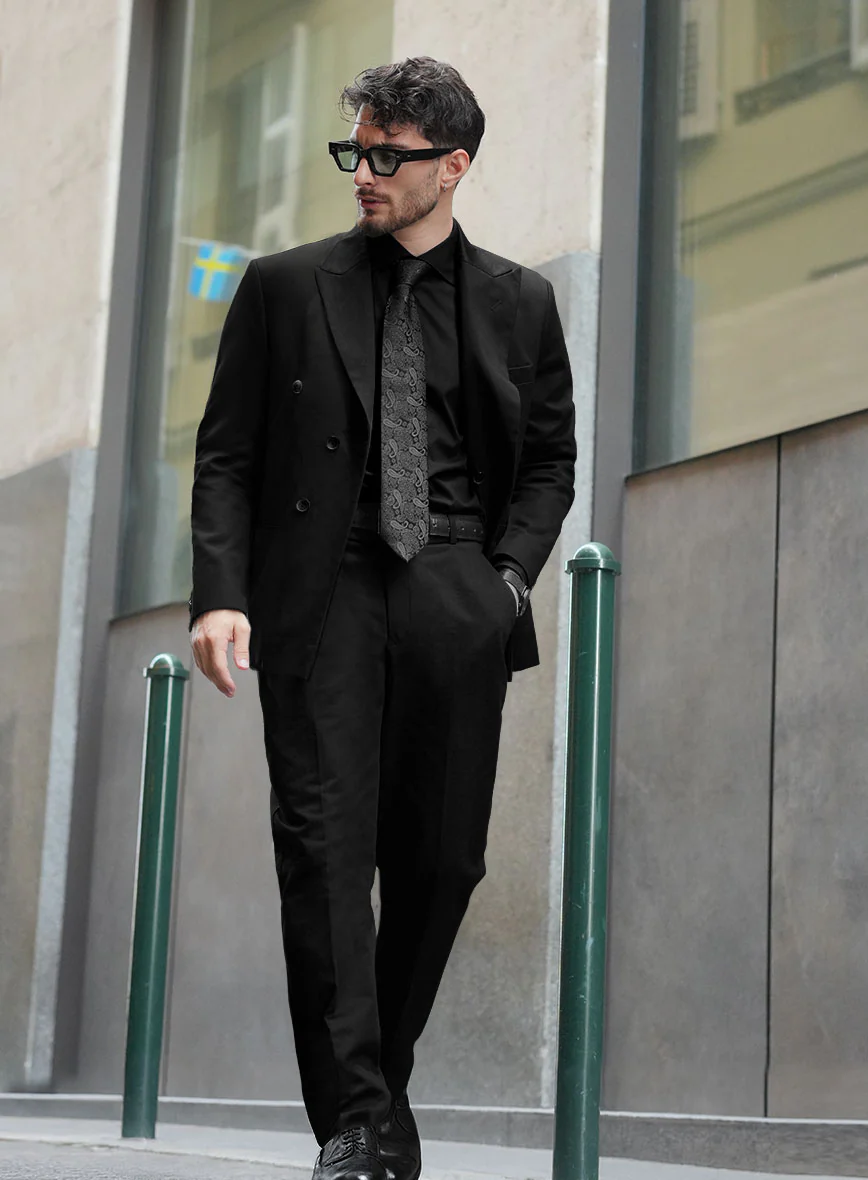 Black Chino Double Breasted Suit
