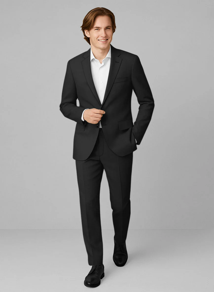 Black Feather Cotton Canvas Stretch Suit