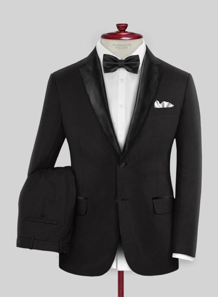 Black Merino Wool Tuxedo Suit - Image 2