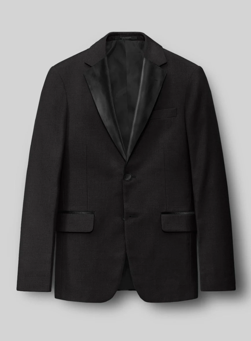 Black Merino Wool Tuxedo Suit - Image 3