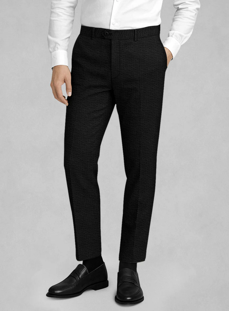 Black Seersucker Pants