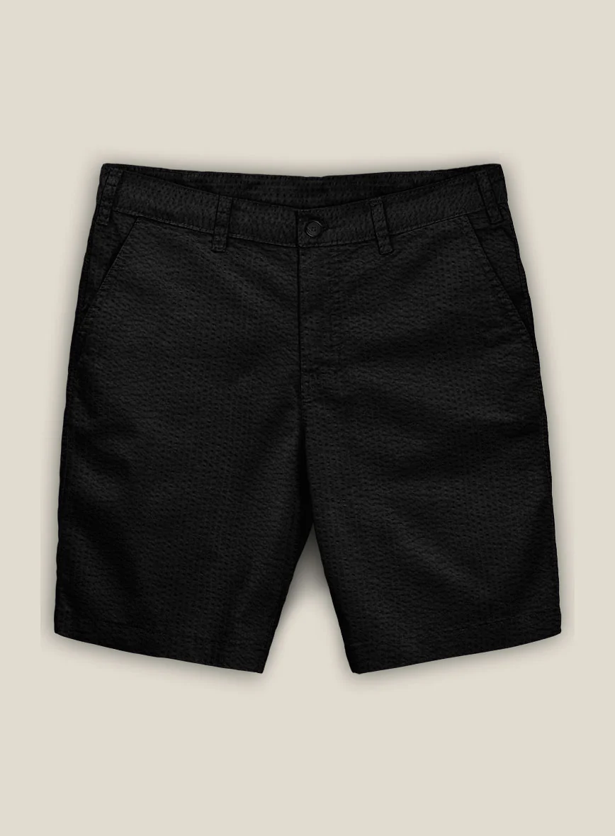 Black Seersucker Shorts