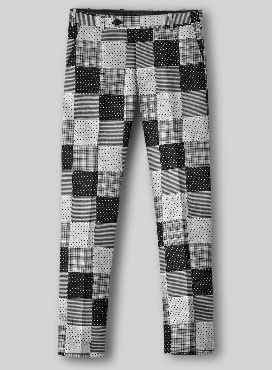Black & White Madras Patchwork Pants