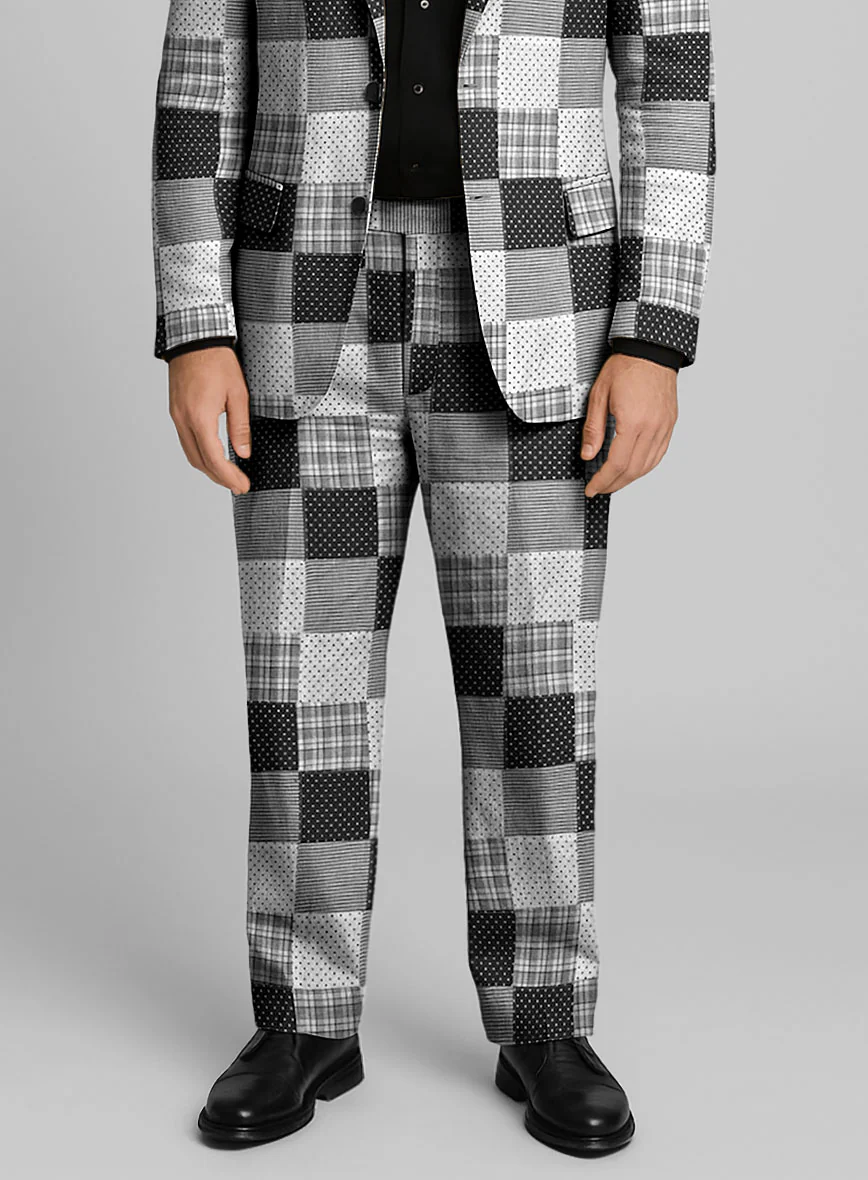 Black & White Madras Patchwork Suit - Image 4