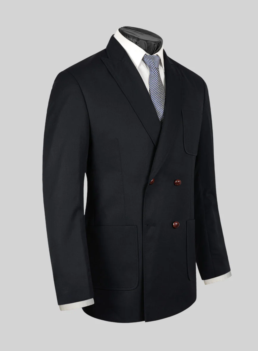 Blue Merino Wool Double Breasted Style Jacket - Image 2