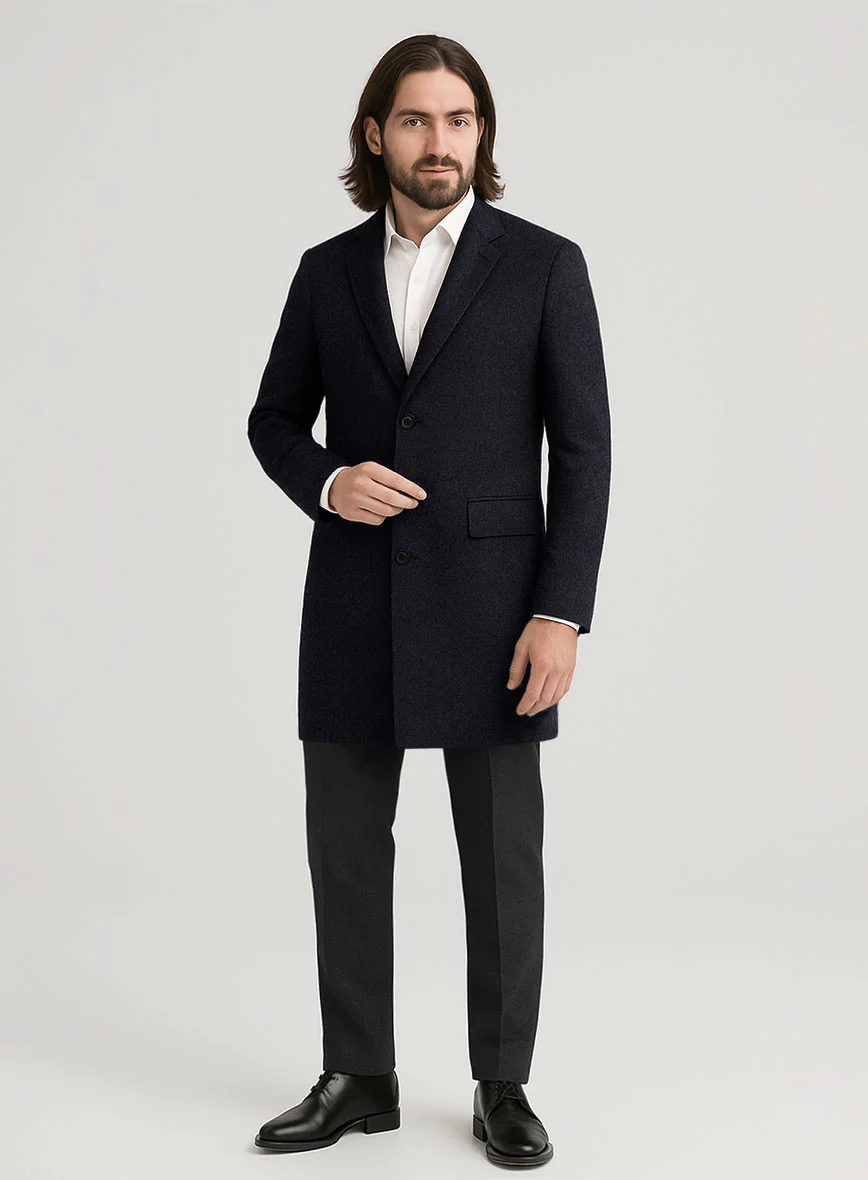 Blue Thick Wool Overcoat