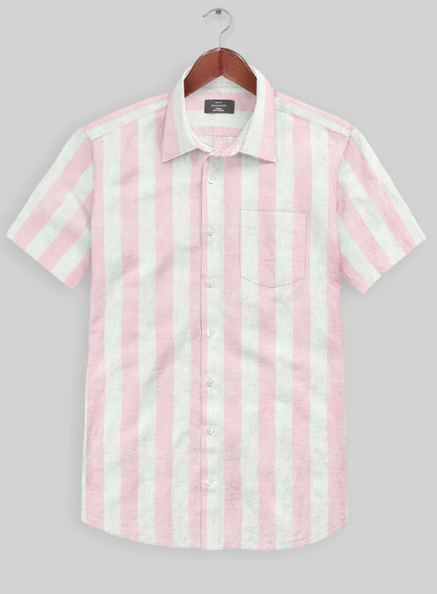 Blush Wide Stripe Linen Shirt