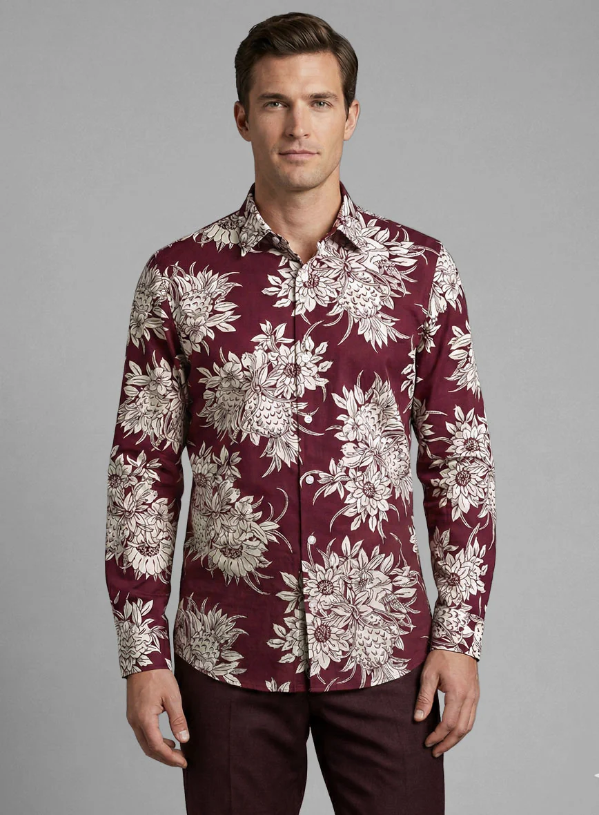 Botanix Wine Cotton Shirt