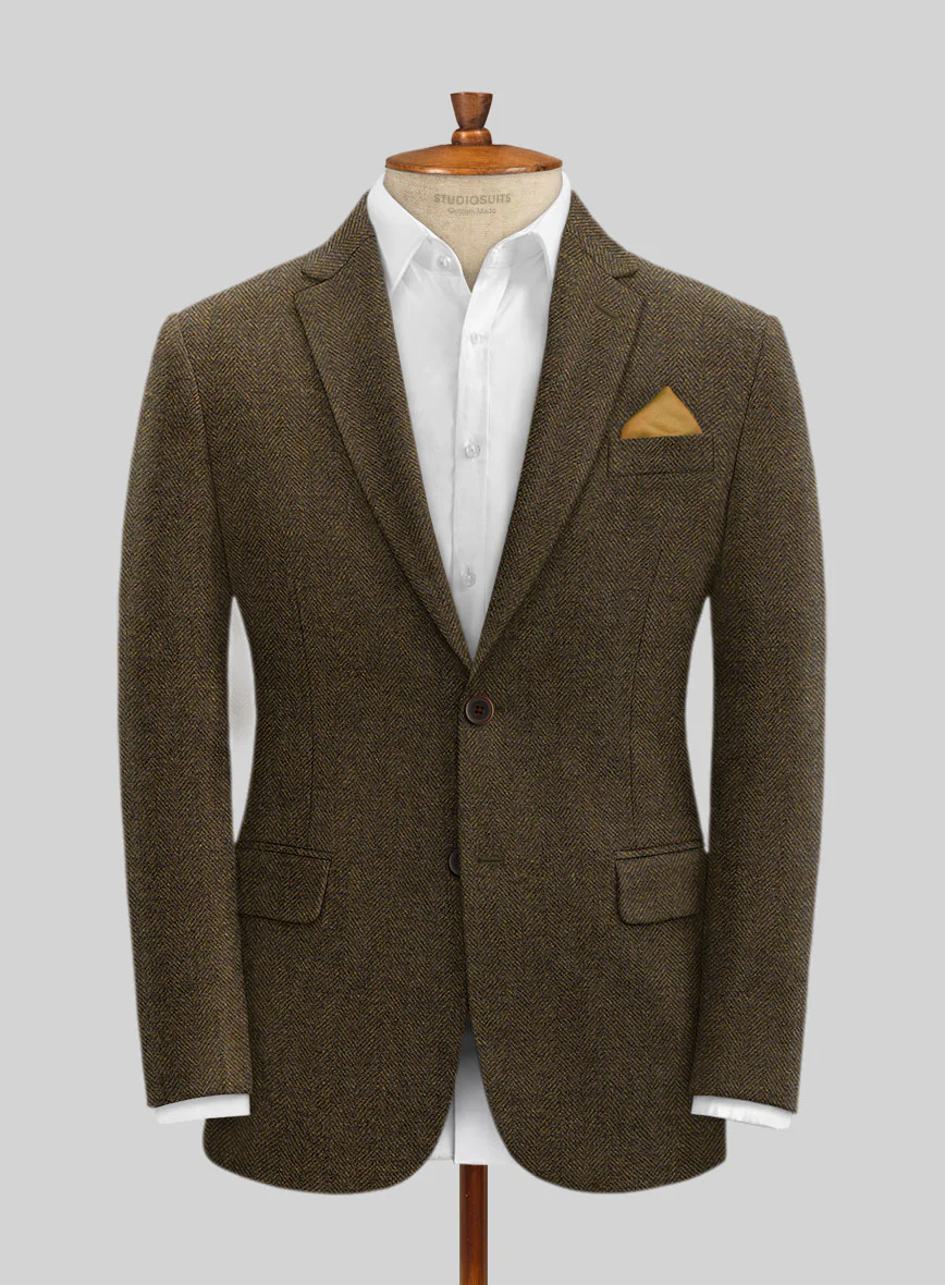 Bottle Brown Herringbone Tweed Suit - Image 3