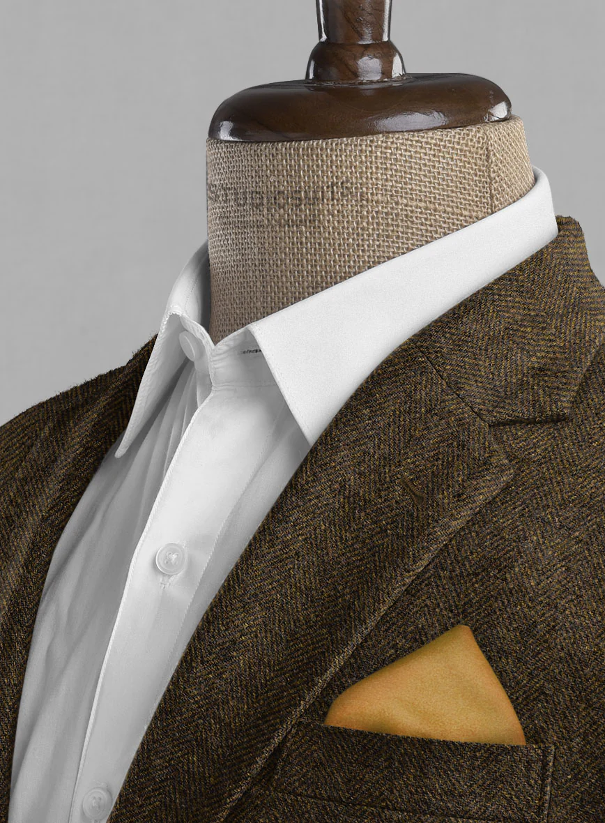 Bottle Brown Herringbone Tweed Suit - Image 6