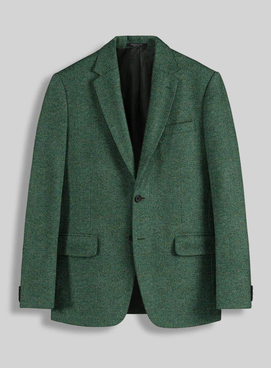 Bottle Green Herringbone Tweed Jacket