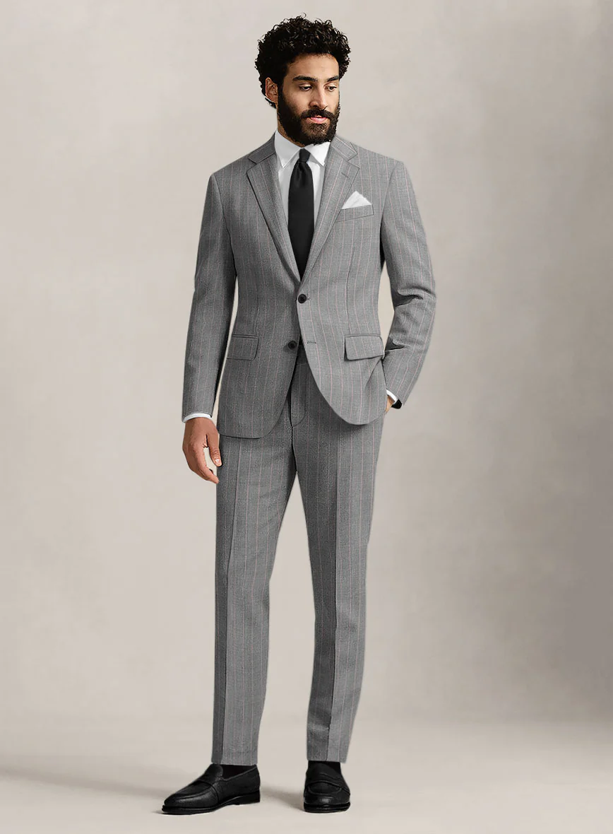 Bristol Ash Gray Rope Stripe Suit