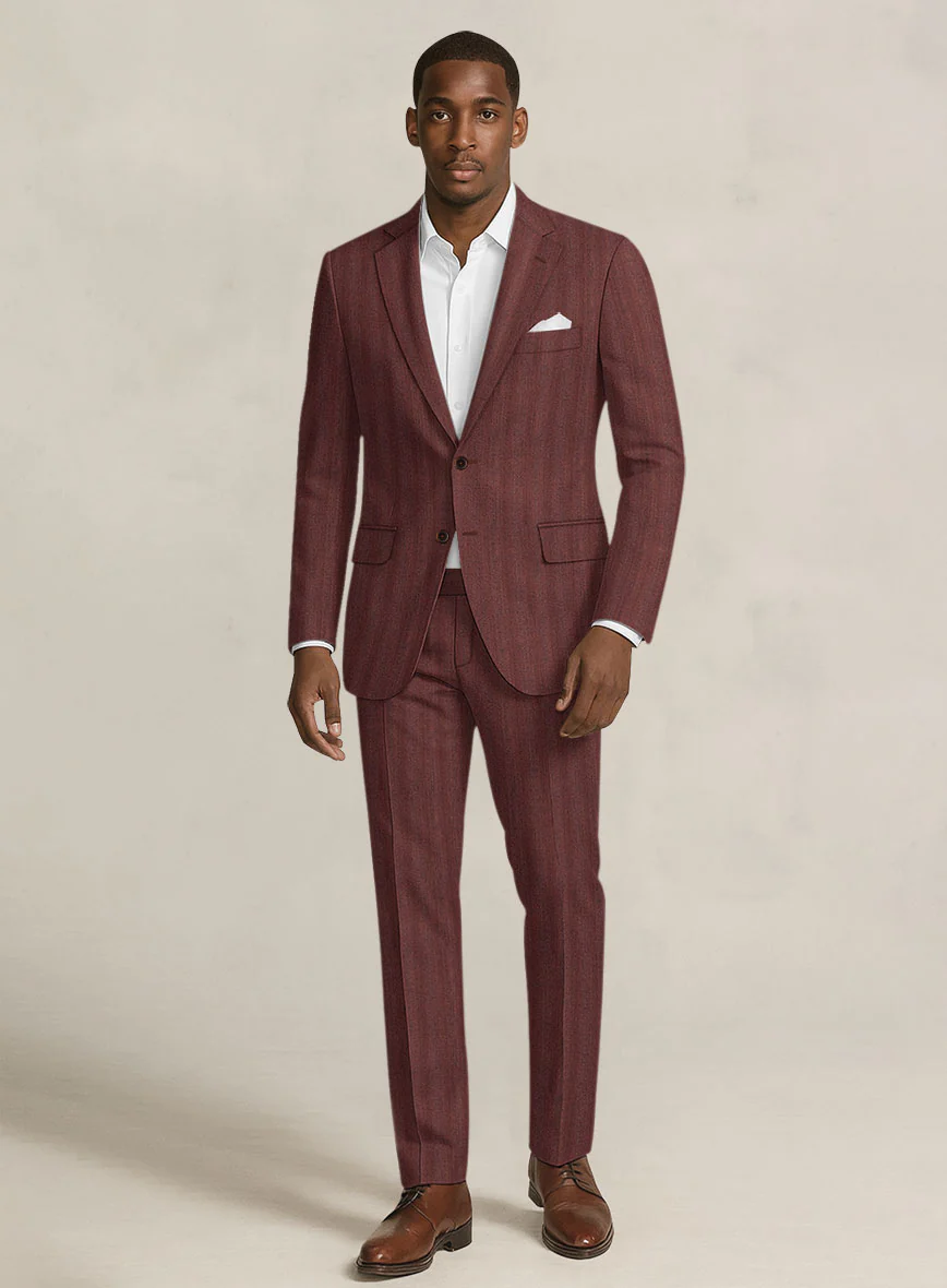 Bristol Burnt Maroon Herringbone Suit