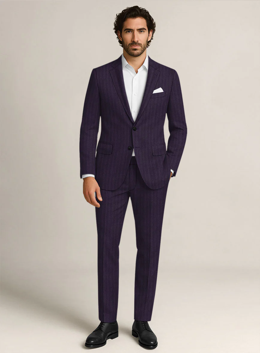 Bristol Eggplant Herringbone Suit