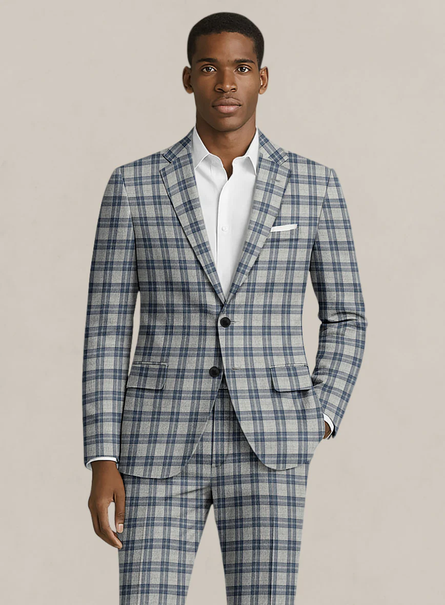 Bristol Gray Blue Check Jacket - Image 2