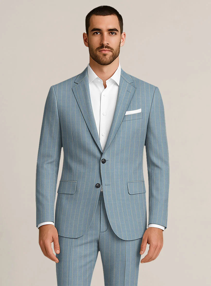 Bristol Ice Blue Rope Stripe Suit - Image 3
