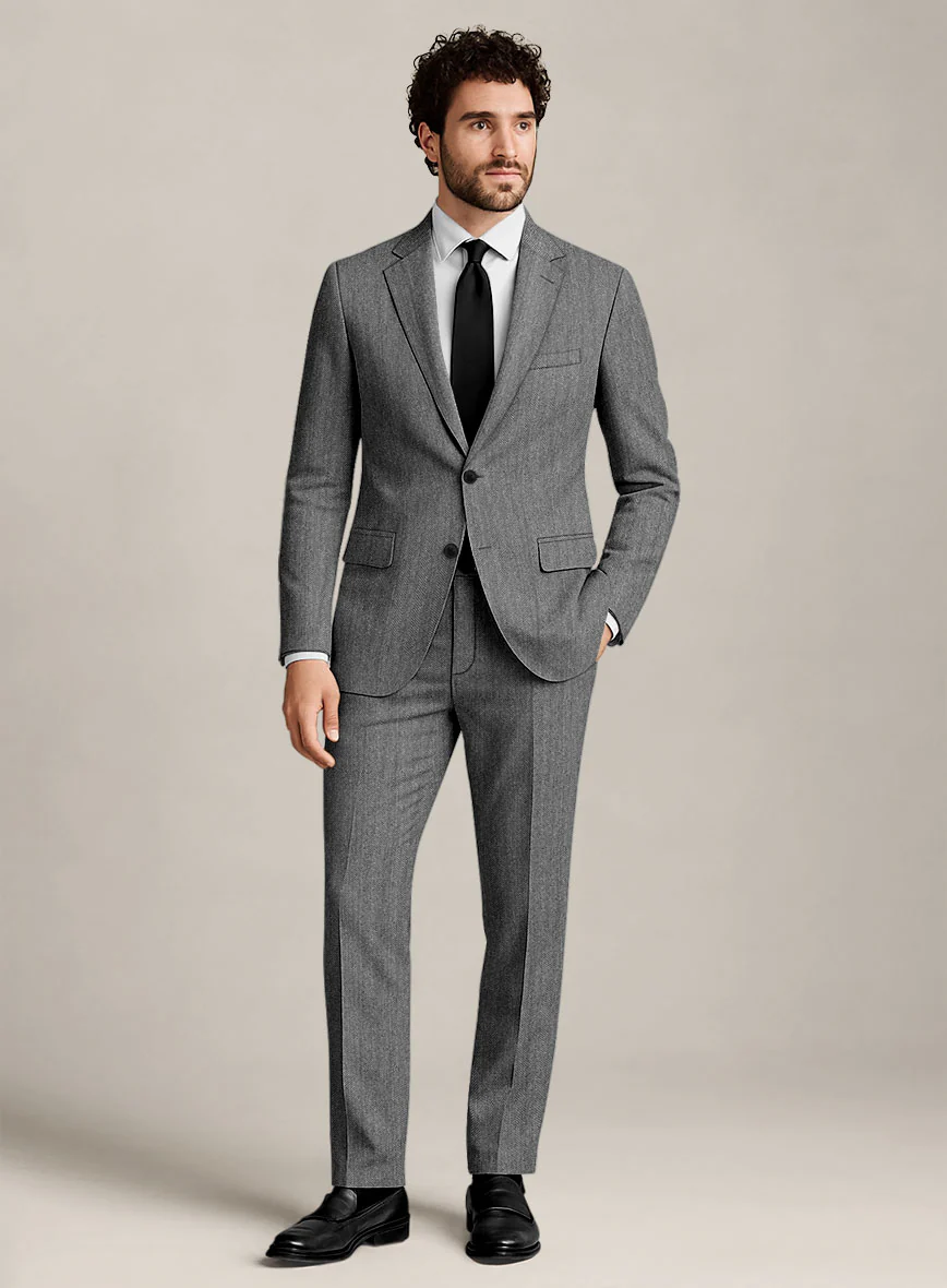 Bristol Light Gray Herringbone Suit