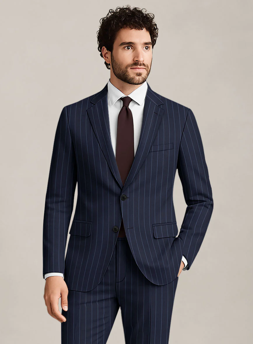 Bristol Navy Blue Rope Stripe Suit - Image 3