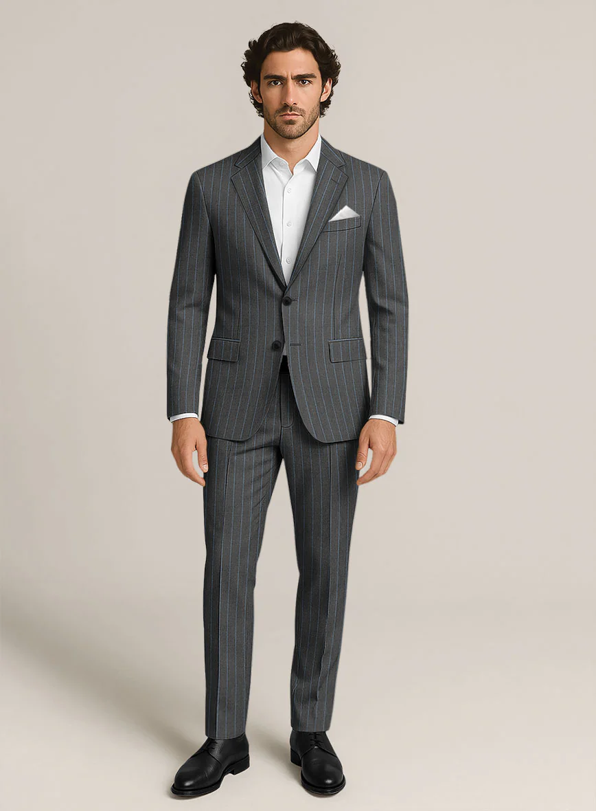 Bristol Slate Gray Rope Stripe Suit