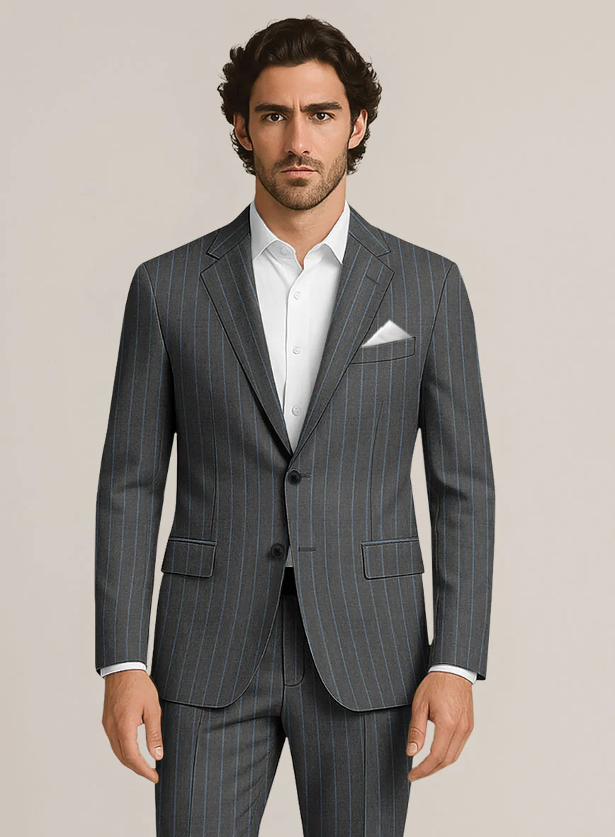 Bristol Slate Gray Rope Stripe Suit - Image 3