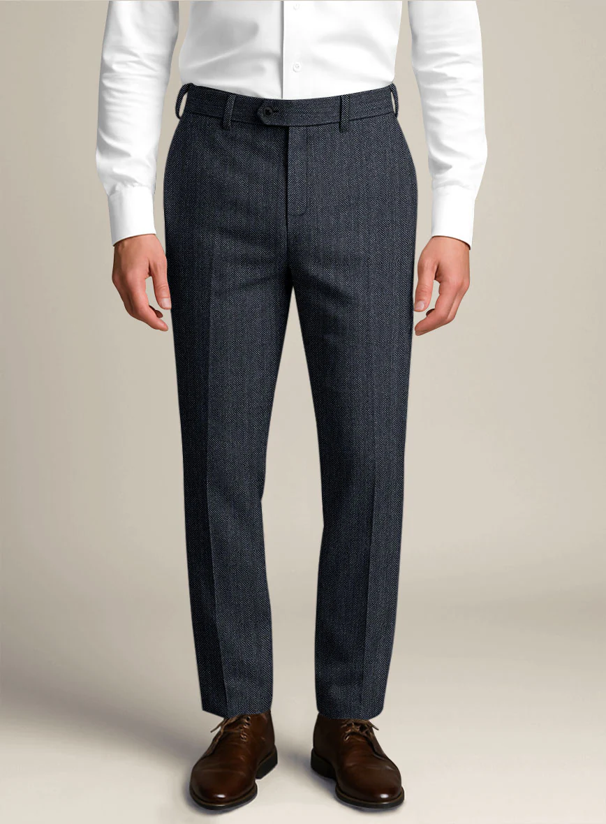 Bristol Steel Blue Herringbone Pants