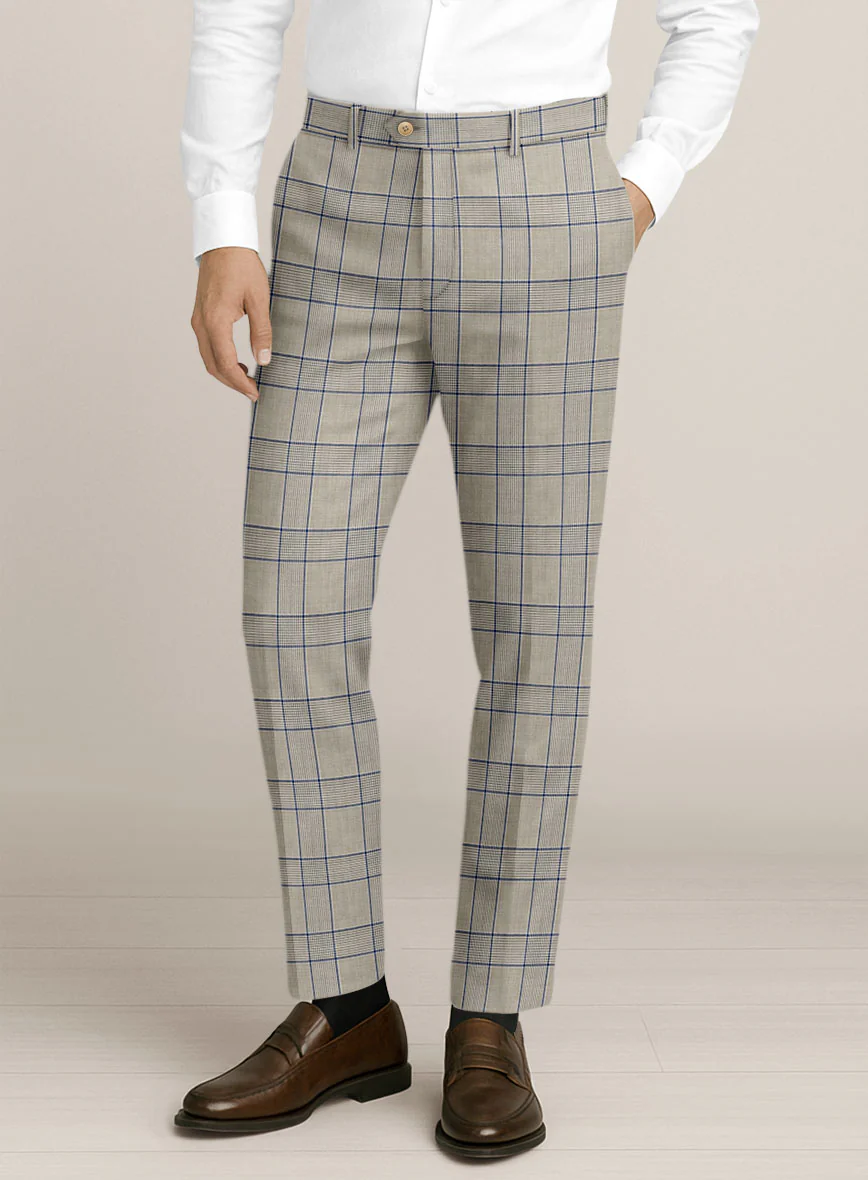 Bristol Stone Beige Windowpane Pants