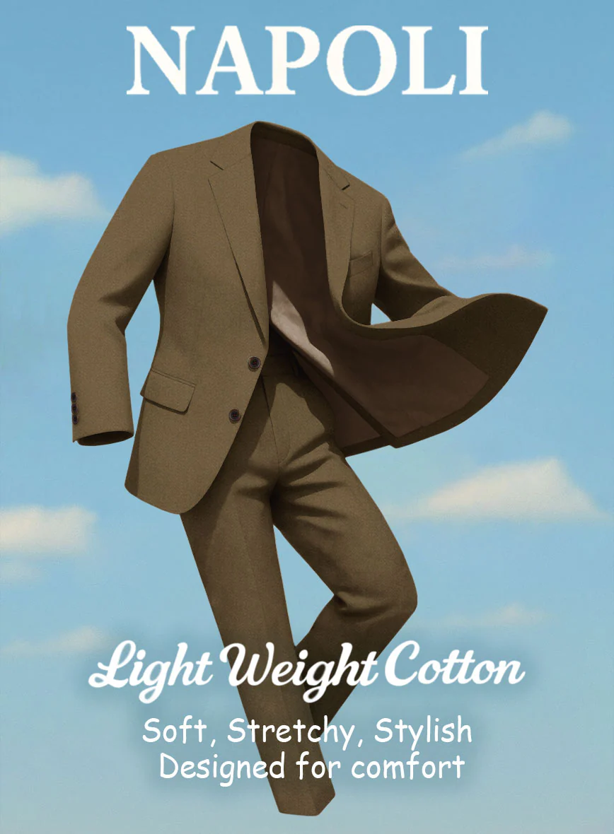 Brown Napoli Stretch Light Weight Cotton Suit - Image 7