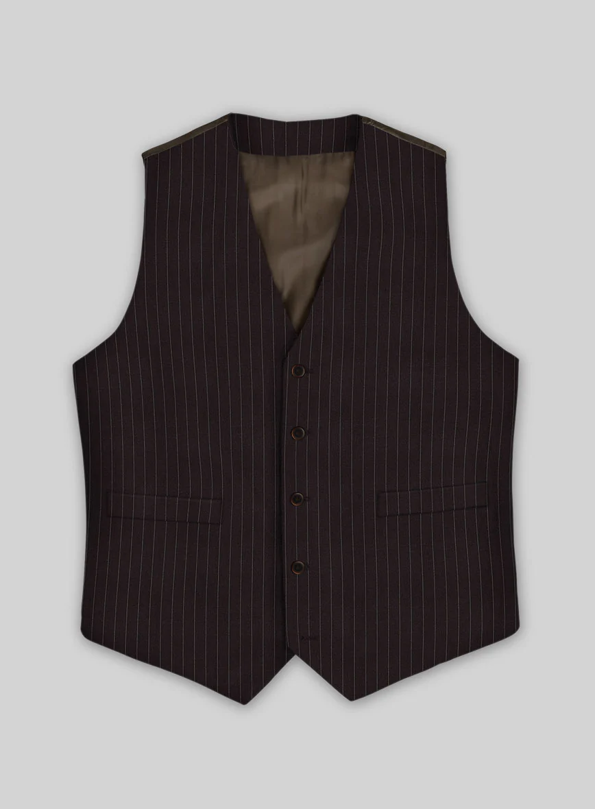 Brown Pinstripe Wool Waist Coat