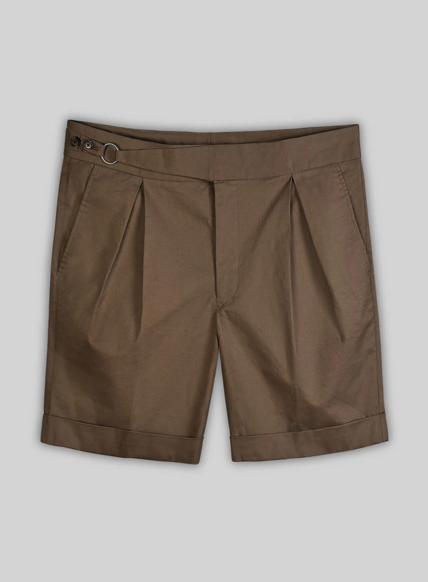 Brown Stretch Chino Gurkha Shorts
