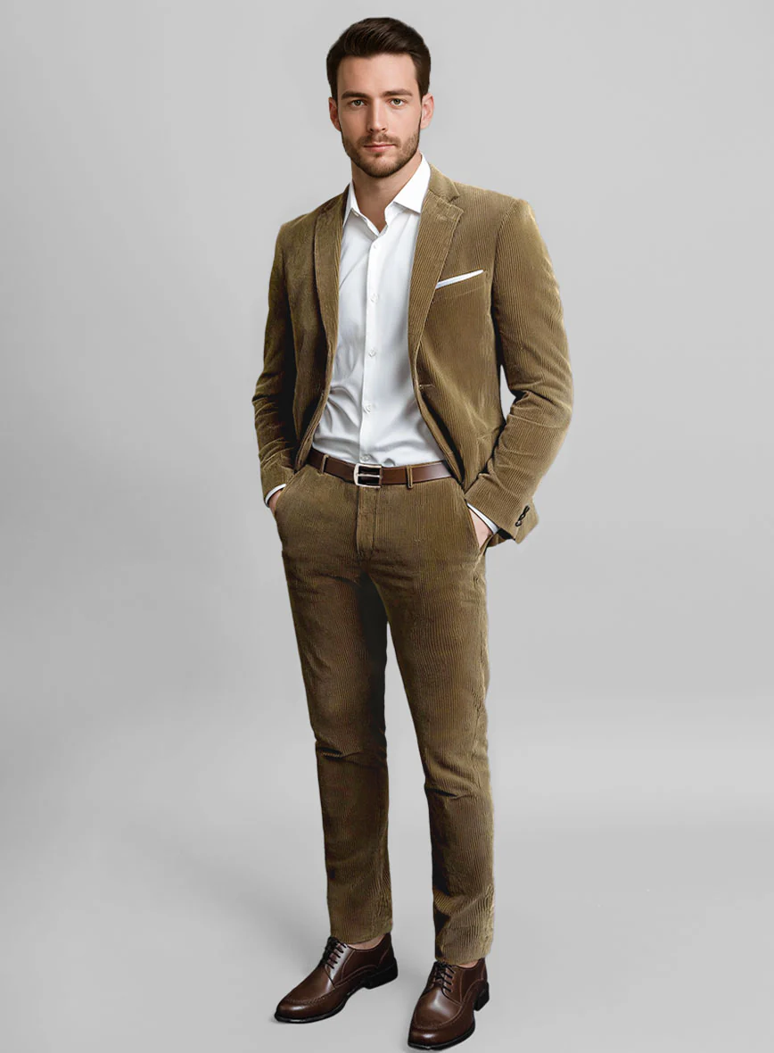 Brown Stretch Pin Corduroy Suit