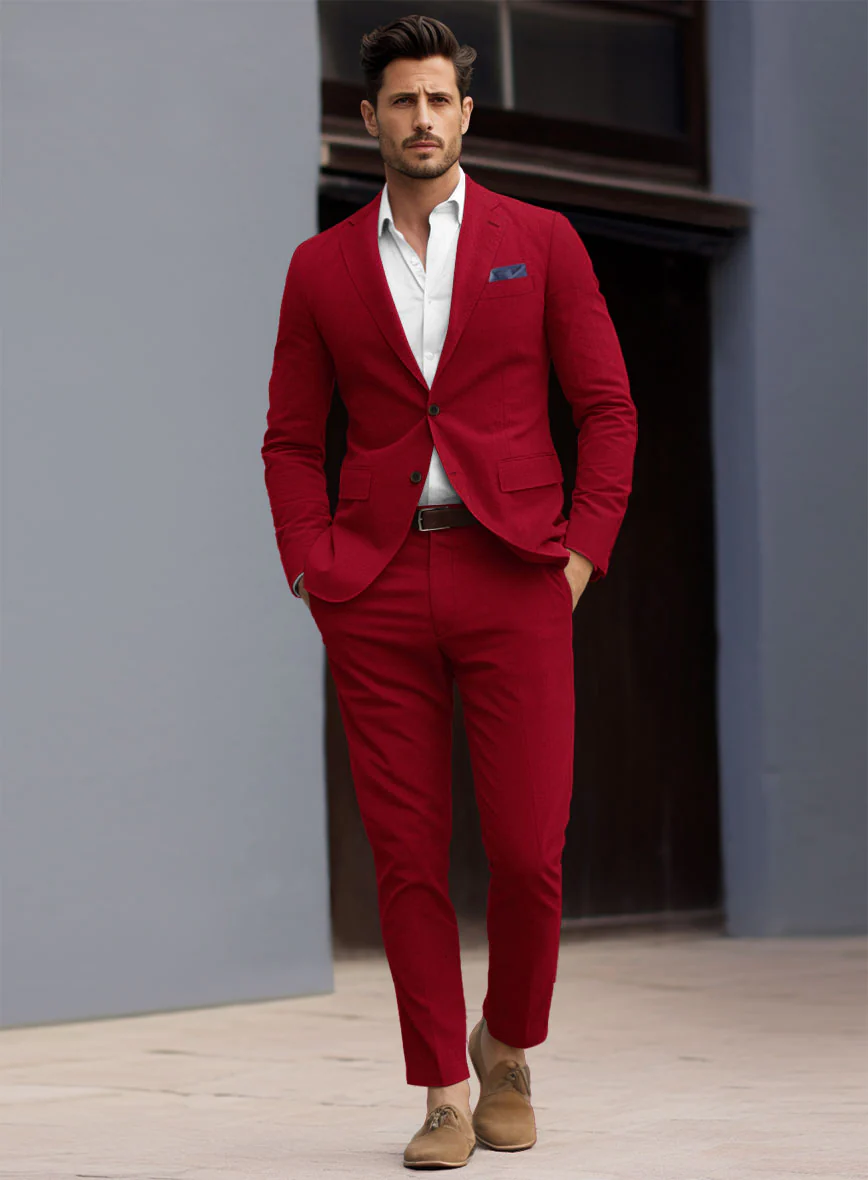 Caccioppoli Canvas Red Cotton Suit