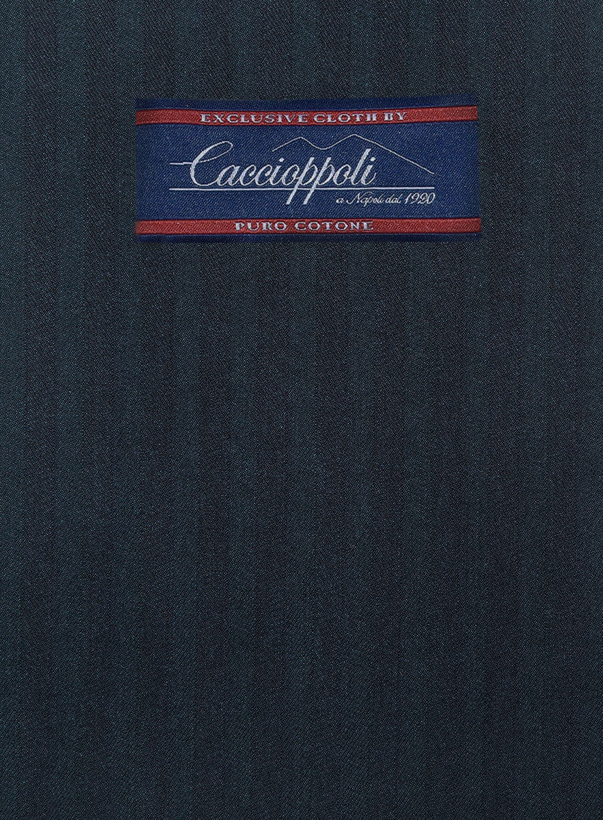 Caccioppoli Herringbone Blue Cotton Pants - Image 3