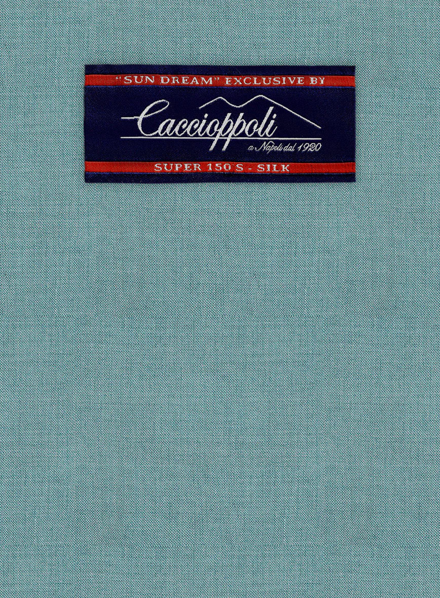Caccioppoli Sun Dream Aqua Blue Wool Silk Pants - Image 2
