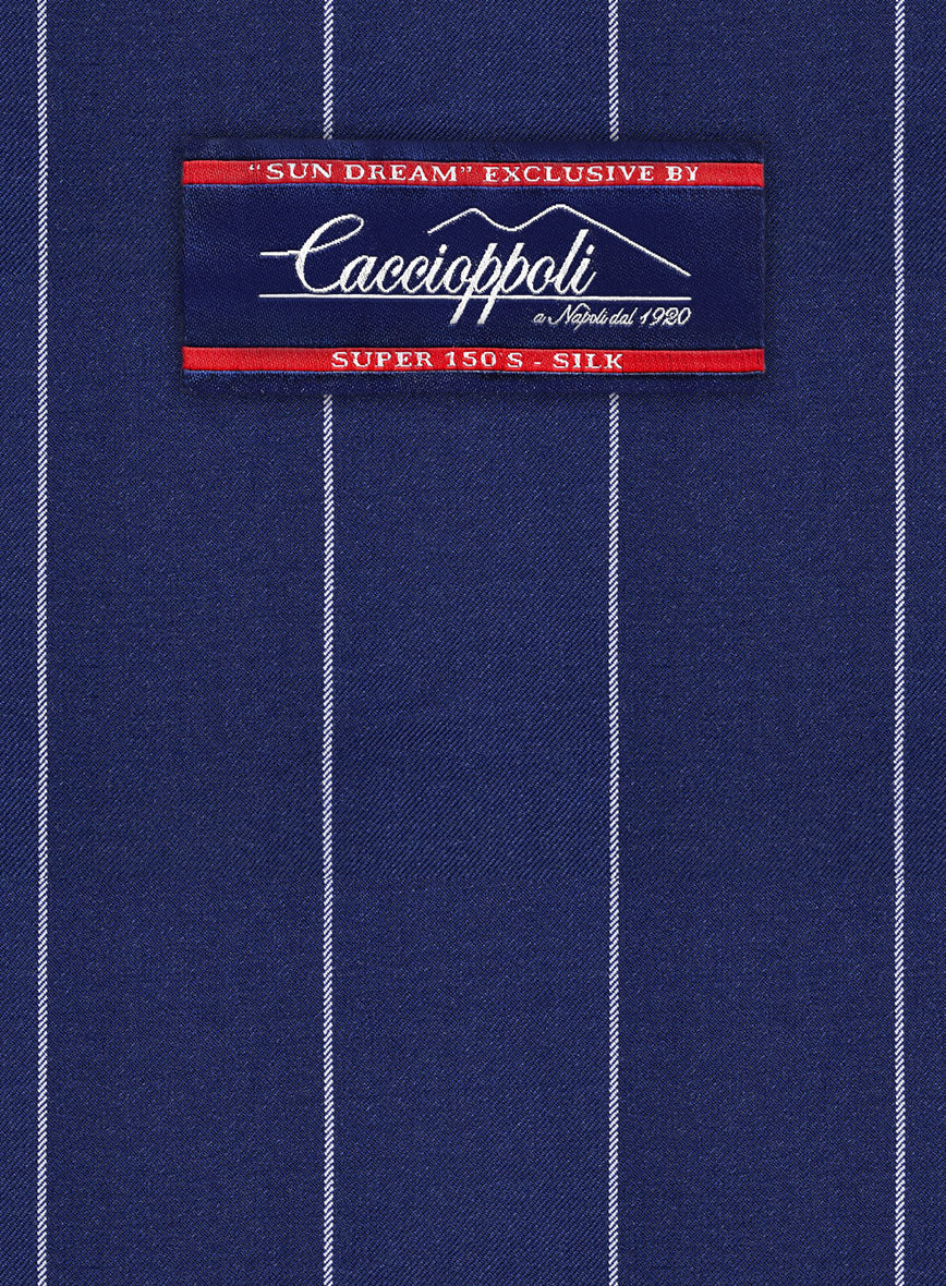 Caccioppoli Sun Dream Omiro Royal Blue Wool Silk Pants - Image 3