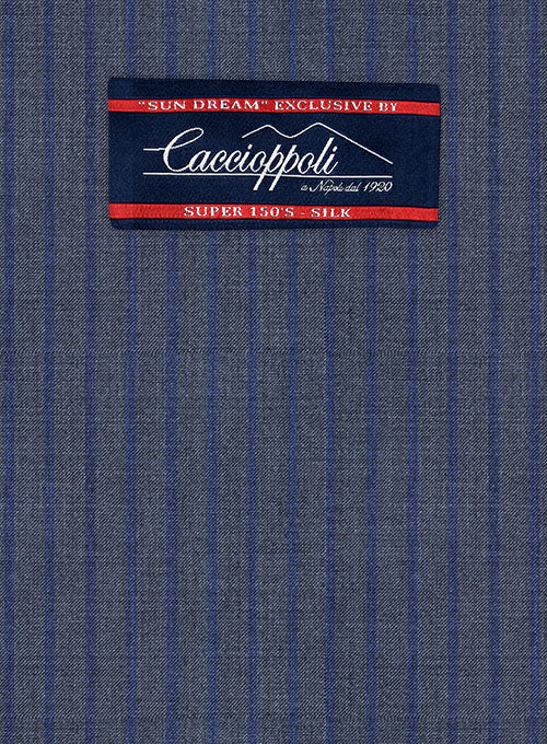 Caccioppoli Sun Dream Poreli Blue Wool Silk Pants - Image 2