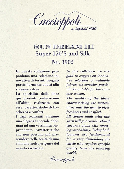 Caccioppoli Sun Dream Risca Blue Wool Silk Suit - Image 6