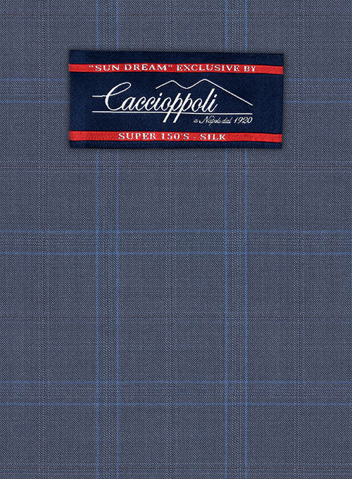 Caccioppoli Sun Dream Ronzi Blue Wool Silk Pants - Image 2