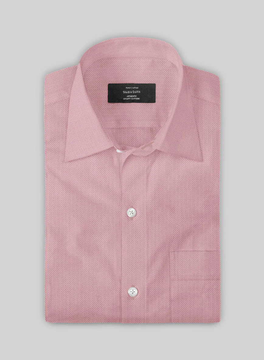 Cedillac Pink Herringbone Cotton Shirt
