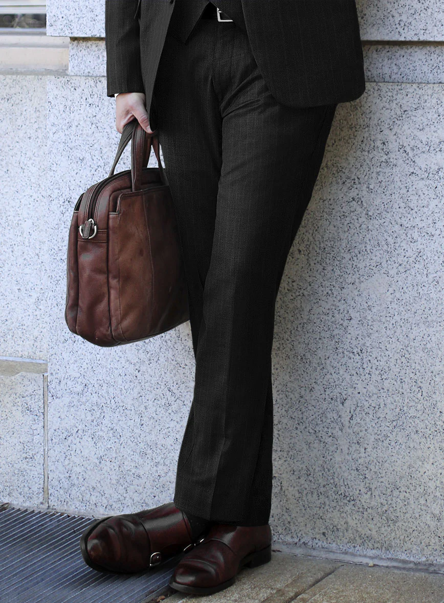 Chalkstripe Wool Charcoal Pants - Image 2