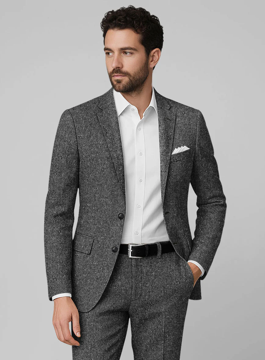 Charcoal Flecks Donegal Tweed Jacket - Image 2