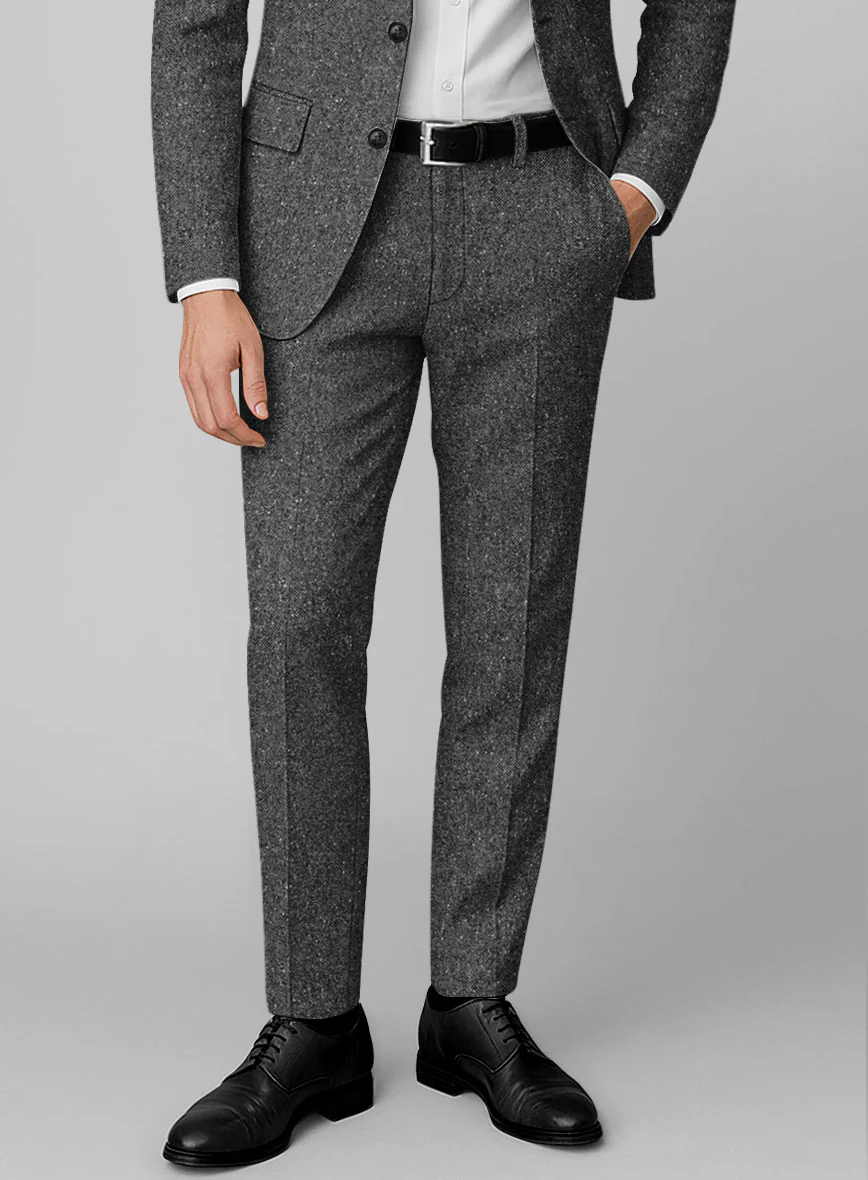 Charcoal Flecks Donegal Tweed Pants