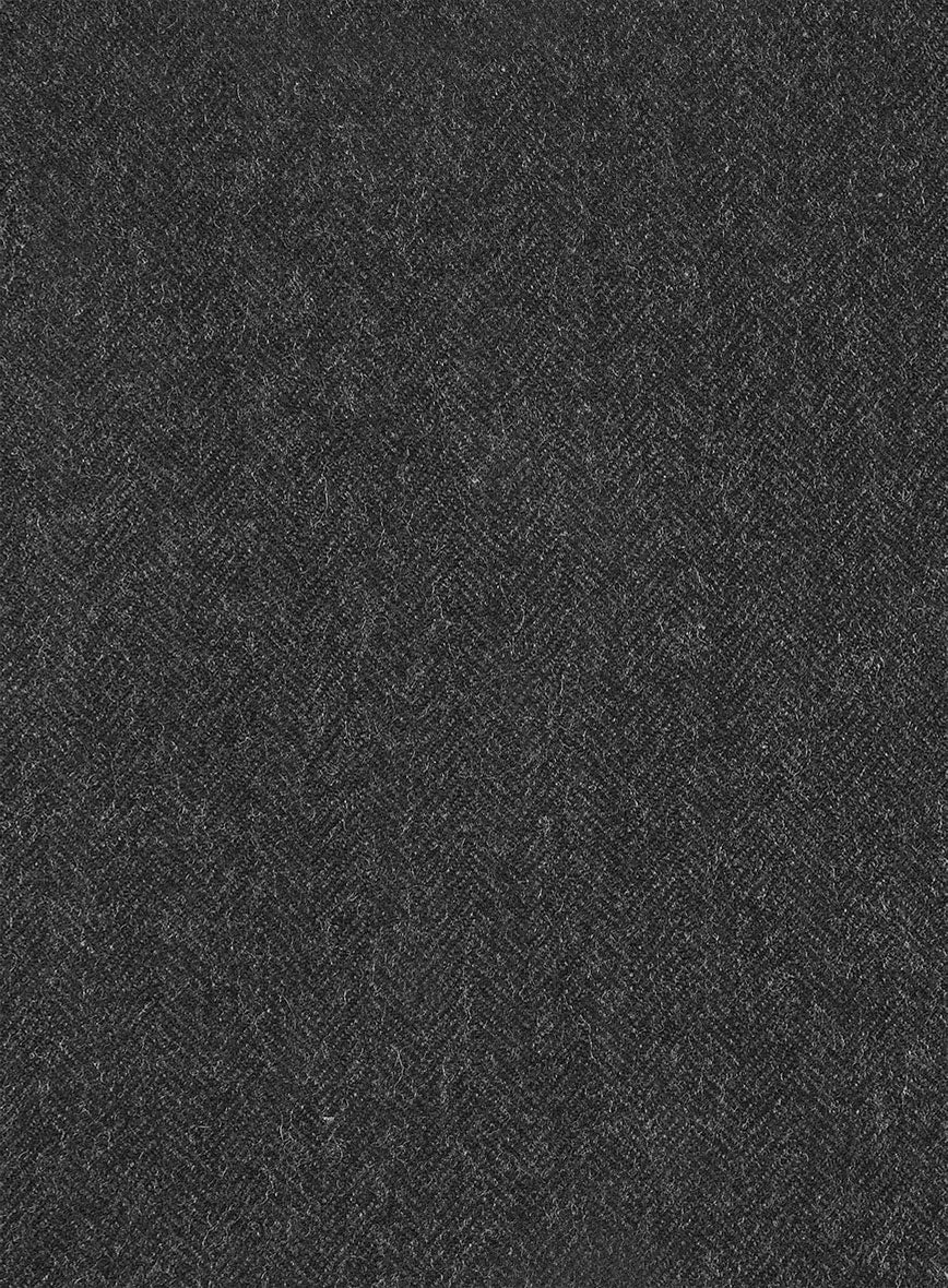Charcoal Herringbone Tweed Double Breasted Suit - Image 4