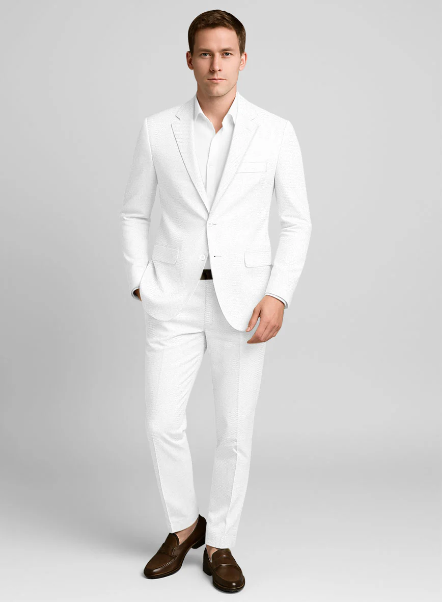 Cotton Drill White Stretch Suit