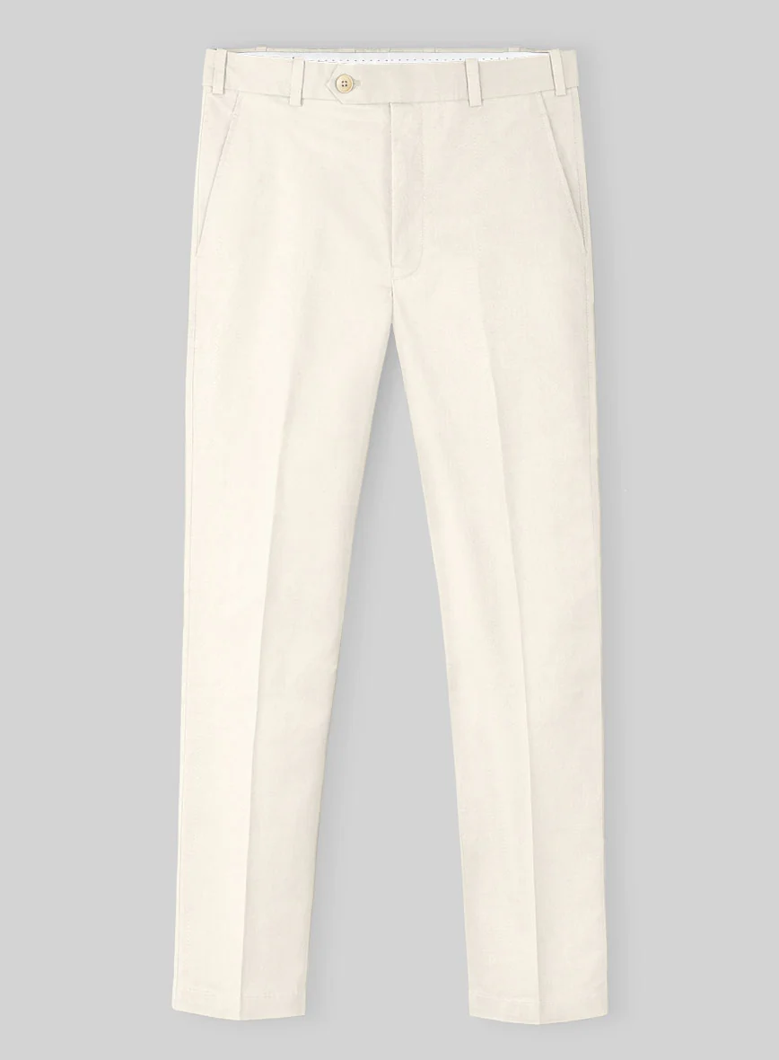 Cream Napoli Stretch Light Weight Cotton Pants