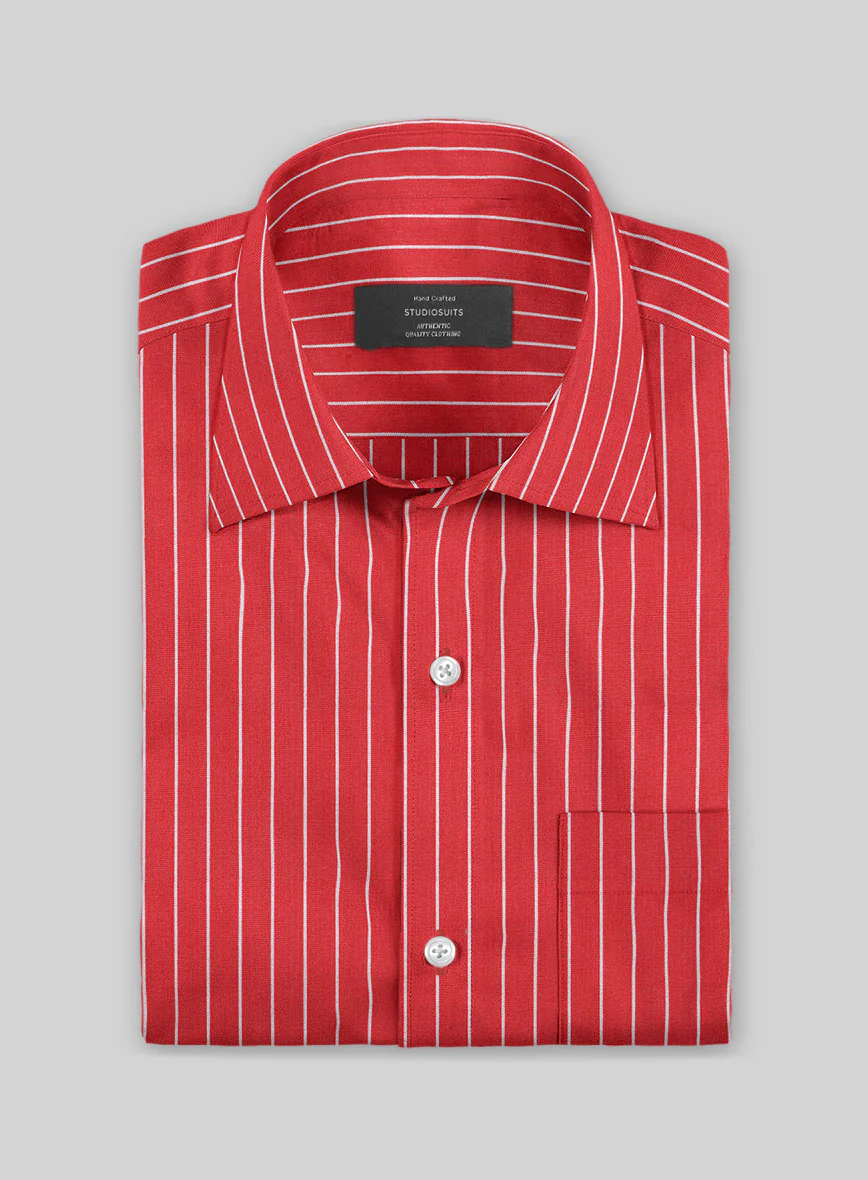 Crimson Stripe Cotton Shirt